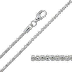 Sterling Silver 2mm Popcorn Link Bracelet -Fashion Accessories Store sterling silver 2mm width popcorn bracelet chain link macro close view