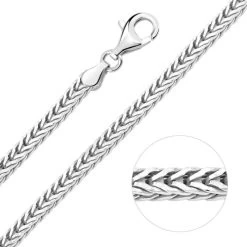 Sterling Silver 3.1mm Diamond Cut Foxtail Chain Necklace
