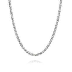 Sterling Silver 3.4mm Spiga Wheat Chain Necklace Heavy -Fashion Accessories Store sterling silver 3 4 mm spiga wheat chain heavy thick necklace hanging1