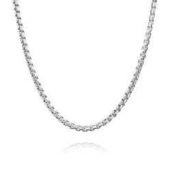 Sterling Silver 3.7mm Rounded Box Chain Necklace Thick -Fashion Accessories Store sterling silver 3 7 mm rounded box chain heavy thick necklace hanging 1