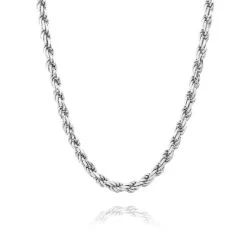 Sterling Silver 4.7mm Diamond Cut Rope Chain Necklace Thick -Fashion Accessories Store sterling silver 4 7 mm rope chain heavy thick diamond cut necklace hanging 90pc