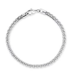 Sterling Silver 4mm Double Box Bracelet Diamond Cut