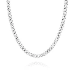 Sterling Silver 5.4mm Diamond Cut Curb Chain Necklace -Fashion Accessories Store sterling silver 5 4 mm curb chain heavy thick diamond cut hanging80pc