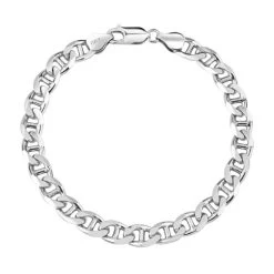 Sterling Silver 6.9mm Diamond Cut Marina Link Bracelet