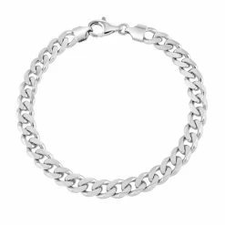 Sterling Silver 7.3mm Diamond Cut Curb Link Bracelet