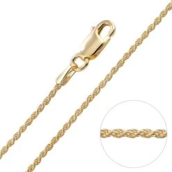 9ct Yellow Gold Plated 1.2mm Rope Chain Necklace