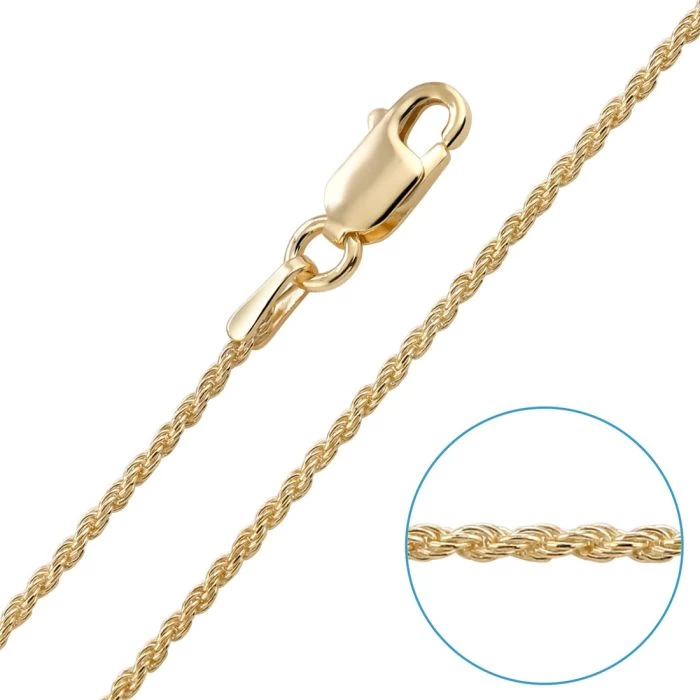 Children's 9ct Yellow Gold Plated 1.2mm Rope Chain 16" Inch 1 Children's 9ct Yellow Gold Plated 1.2mm Rope Chain 16" Inch