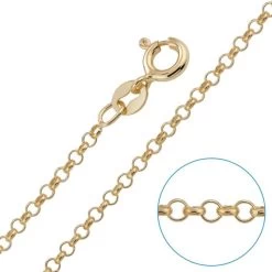 Children's 9ct Yellow Gold Plated 2mm Belcher Rolo Chain 14" Inch