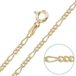 Children's 9ct Yellow Gold Plated 2mm Figaro Chain 14" Inch