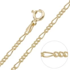 9ct Yellow Gold Plated 2mm Diamond Cut Figaro Chain Necklace