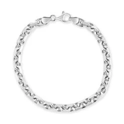 Sterling Silver 5.5mm Anchor Bracelet Diamond Cut