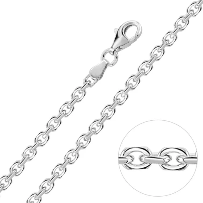 Sterling Silver 3mm Anchor Chain Necklace Diamond Cut 1 Sterling Silver 3mm Anchor Chain Necklace Diamond Cut