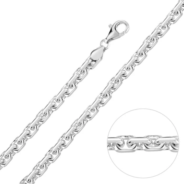 Sterling Silver 4.6mm Anchor Chain Necklace Diamond Cut 1 Sterling Silver 4.6mm Anchor Chain Necklace Diamond Cut