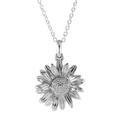 Sterling Silver SEPTEMBER ASTER Necklace With Cable Chain