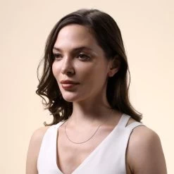 Sterling Silver 1.2mm Ball Bead Chain Necklace -Fashion Accessories Store sterling silver ball bead chain female model far view tchbd12 2000q6