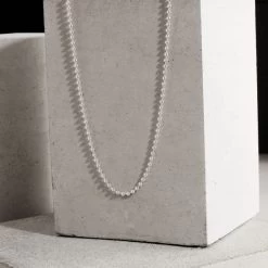 Sterling Silver 2mm Ball Bead Chain Necklace -Fashion Accessories Store sterling silver ball chain 2mm 1