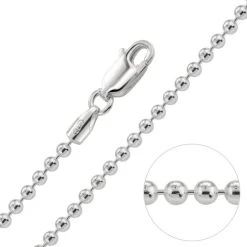 Sterling Silver 2mm Ball Bead Chain Necklace