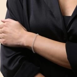 Sterling Silver 3.4mm Belcher Link Bracelet -Fashion Accessories Store sterling silver belcher bracelet female model close view tchbrbl34 2000q6