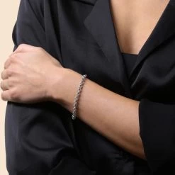 Sterling Silver 5mm Belcher Bracelet -Fashion Accessories Store sterling silver belcher bracelet female model close view tchbrbl5 2000q6