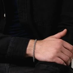 Sterling Silver 5mm Belcher Bracelet -Fashion Accessories Store sterling silver belcher bracelet male model close view tchbrbl5 2000q6