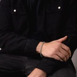 Sterling Silver 5mm Belcher Bracelet -Fashion Accessories Store sterling silver belcher bracelet male model far view tchbrbl5 2000q6