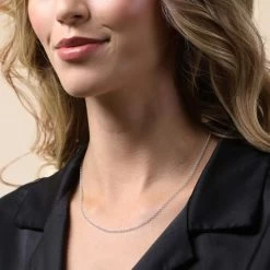 Sterling Silver 2mm Belcher Rolo Chain Necklace -Fashion Accessories Store sterling silver belcher chain female model close view tchbl2 2000q6 1