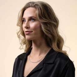 Sterling Silver 2.6mm Belcher Chain Necklace -Fashion Accessories Store sterling silver belcher chain female model far view tchbl26 2000q6