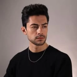 Sterling Silver 2.6mm Belcher Chain Necklace -Fashion Accessories Store sterling silver belcher chain male model far view tchbl26 2000q6