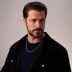 Sterling Silver 5mm Belcher Rolo Chain Necklace -Fashion Accessories Store sterling silver belcher chain male model far view tchbl5 2000q6