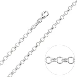 Sterling Silver 2mm Belcher Rolo Chain Necklace