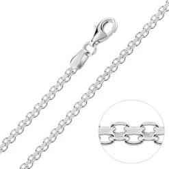 Sterling Silver 2.4mm Bismark Chain Necklace