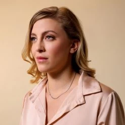 Sterling Silver 2.4mm Bismark Chain Necklace -Fashion Accessories Store sterling silver bismark chain necklace female model far view tchbi24 2000q6