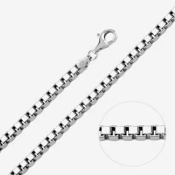 Sterling Silver 4.7mm Box Chain Necklace Diamond Cut Thick -Fashion Accessories Store sterling silver box chain angle grey zoom tchbx47 1