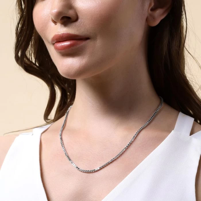 Sterling Silver 2.3mm Box Chain Necklace Diamond Cut 7 Sterling Silver 2.3mm Box Chain Necklace Diamond Cut - Image 7