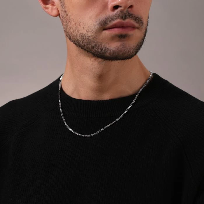 Sterling Silver 2.3mm Box Chain Necklace Diamond Cut 5 Sterling Silver 2.3mm Box Chain Necklace Diamond Cut - Image 5