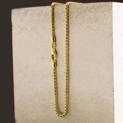 9ct Yellow Gold Plated 2mm Rounded Box Chain Necklace