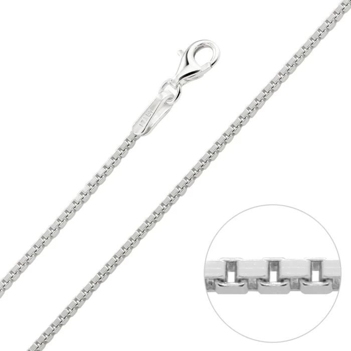 Sterling Silver 1mm Box Chain Necklace 1 Sterling Silver 1mm Box Chain Necklace