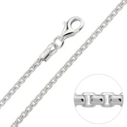Sterling Silver 2mm Rounded Box Chain Necklace