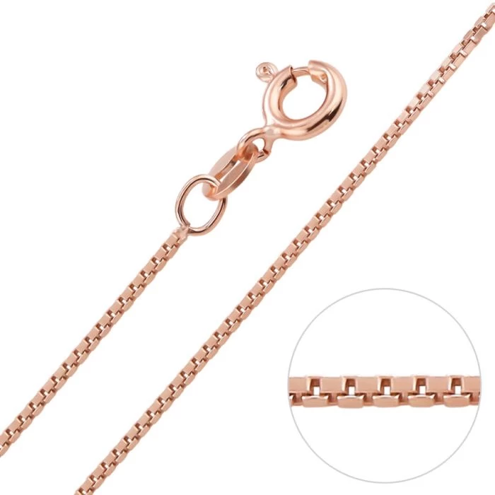 9ct Rose Gold Plated1mm Box Chain Necklace 1 9ct Rose Gold Plated1mm Box Chain Necklace