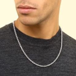 Sterling Silver 3.9mm Round Byzantine Chain Necklace