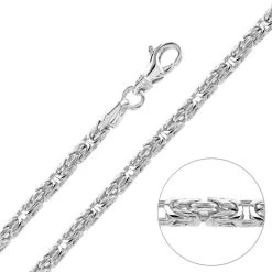 Sterling Silver 3.9mm Round Byzantine Chain Necklace -Fashion Accessories Store sterling silver byzantine chain packshot 2000q6 tchbyzr39
