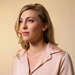 Sterling Silver 2mm Cable Trace Chain Necklace -Fashion Accessories Store sterling silver cable trace chain necklace female model far view tchtr2 2000q6