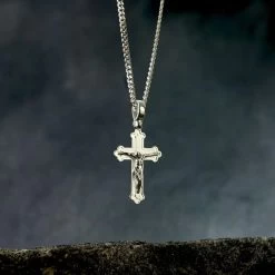 Sterling Silver Budded Crucifix Cross Necklace