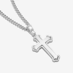 Sterling Silver Budded Cross Necklace -Fashion Accessories Store sterling silver cross necklace chain options flat 2000q6 nk pe crs15 s tchcu24