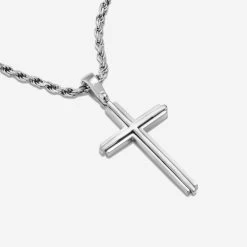 Sterling Silver Cross Necklace -Fashion Accessories Store sterling silver cross necklace chain options flat 2000q6 nk pe crs17 sr tchro33
