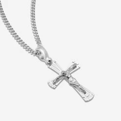 Sterling Silver Byzantine Crucifix Cross Necklace -Fashion Accessories Store sterling silver cross necklace chain options flat 2000q6 nk pe crs2b s tchcu2