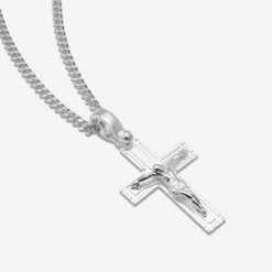 Sterling Silver Crucifix Cross Necklace -Fashion Accessories Store sterling silver cross necklace chain options flat 2000q6 nk pe crs3b s tchcu2