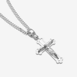 Sterling Silver Budded Crucifix Cross Necklace -Fashion Accessories Store sterling silver cross necklace chain options flat 2000q6 nk pe crs4b s tchcu2
