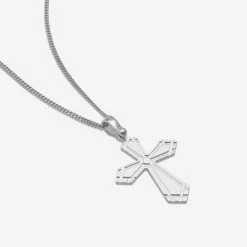 Sterling Silver Cross Byzantine Necklace -Fashion Accessories Store sterling silver cross necklace chain options flat 2000q6 nk pe crs5a s tchcu12