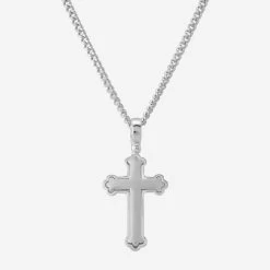 Sterling Silver Budded Cross Necklace -Fashion Accessories Store sterling silver cross necklace chain options hang far 2000q6 nk pe crs15 s tchcu24